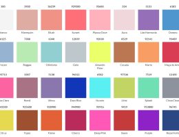 Tabela de cores de tecidos com nomes